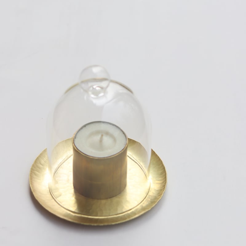 真鍮トレーとガラスドームS1 ［ プレーン／鎚目模様 ］ | WATO