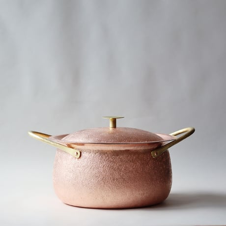 鎚目模様の純銅鍛金　両手鍋20cm＜受注生産＞