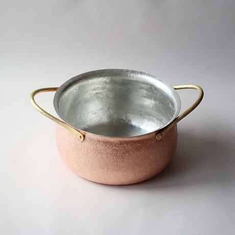 鎚目模様の純銅鍛金　両手鍋20cm＜受注生産＞
