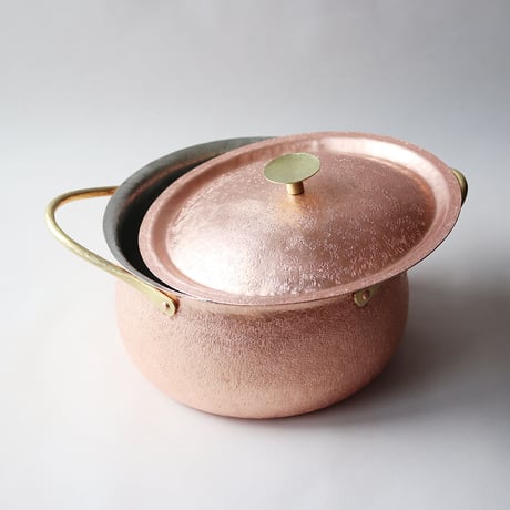 鎚目模様の純銅鍛金　両手鍋20cm＜受注生産＞