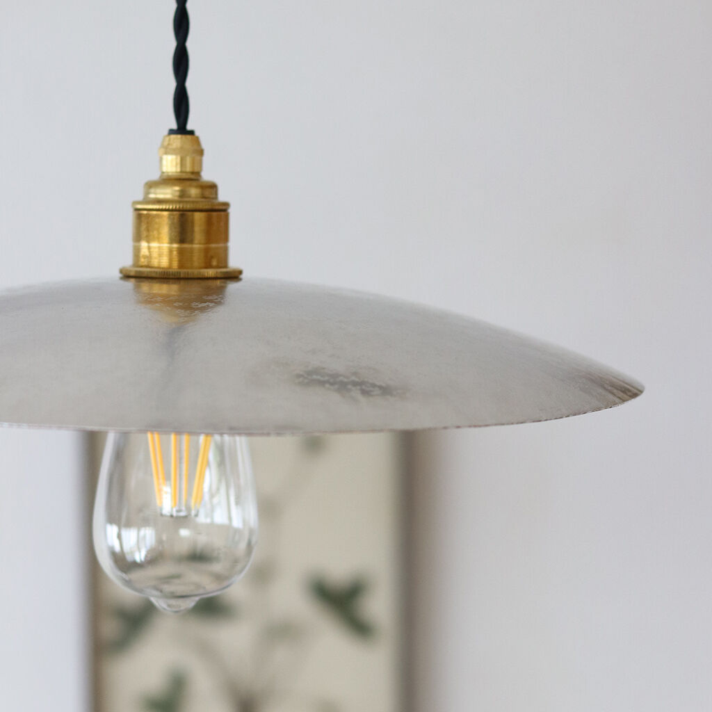 鎚目模様のシェードランプ E26お皿型 アルミ355mm | WATO