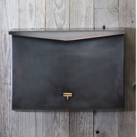 銅ポスト黒染　横型　+表札　[  受注生産  ]