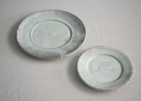 八12　古粉引　８寸三島リム皿