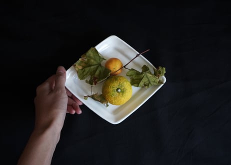 安部07 : 白釉菱形皿