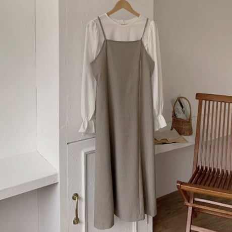 【予約】back ribbon flare cami  onepiece
