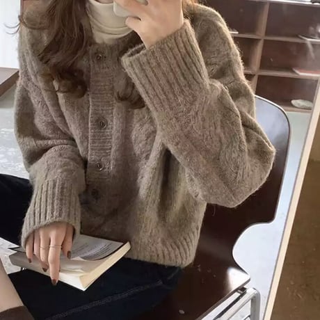 【即納】coolneck knit cardigan