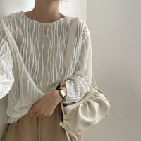 【予約】twisted striped sheer blouse