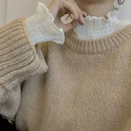 【予約】ruched sleeve sheer turtleneck