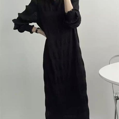 【予約】gathered chiffon long dress