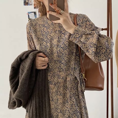 【予約】side ribbon chic flower onepiece
