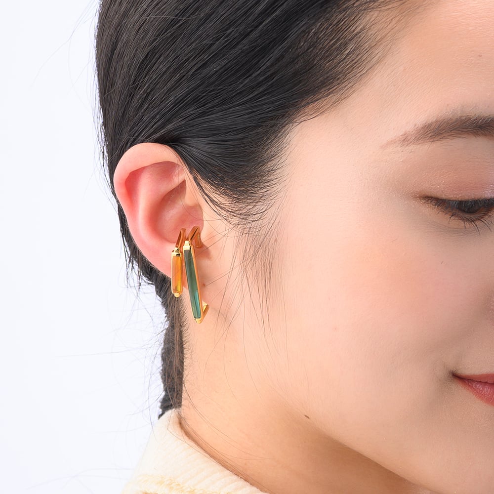 LUCAS JACK イーニッド スクエア スモール イヤーカフ(グリーン