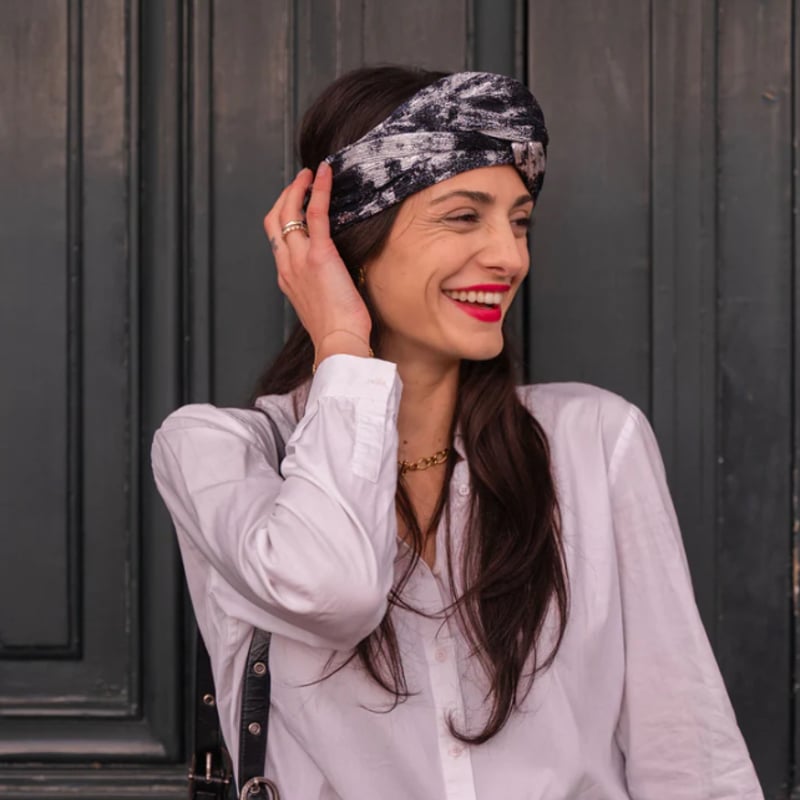 Paloma Germain／Lurex Black and Silver M ヘアターバン