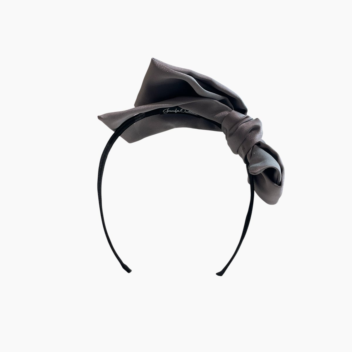 Jennifer Ouellette フリース カチューシャ ヘアバンド　グレー Jennifer Ouellette／Satin Finesse Bow ヘアバンド(グレー)