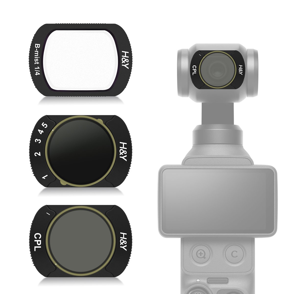 H&Y OSMO Pocket 3/4 用 可変NDフィルター ブラックミスト CPL 3種セ