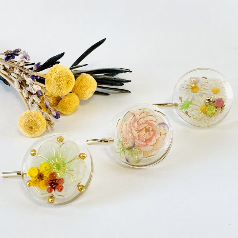 お花の3colorsポニーフック 絡みつき