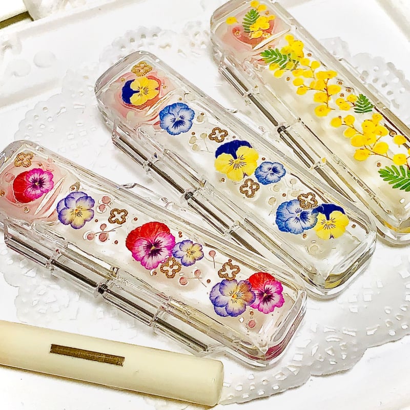 ♡展示品♡7押し花 印鑑ケース レジン ハンドメイド ♡展示品♡7押し花