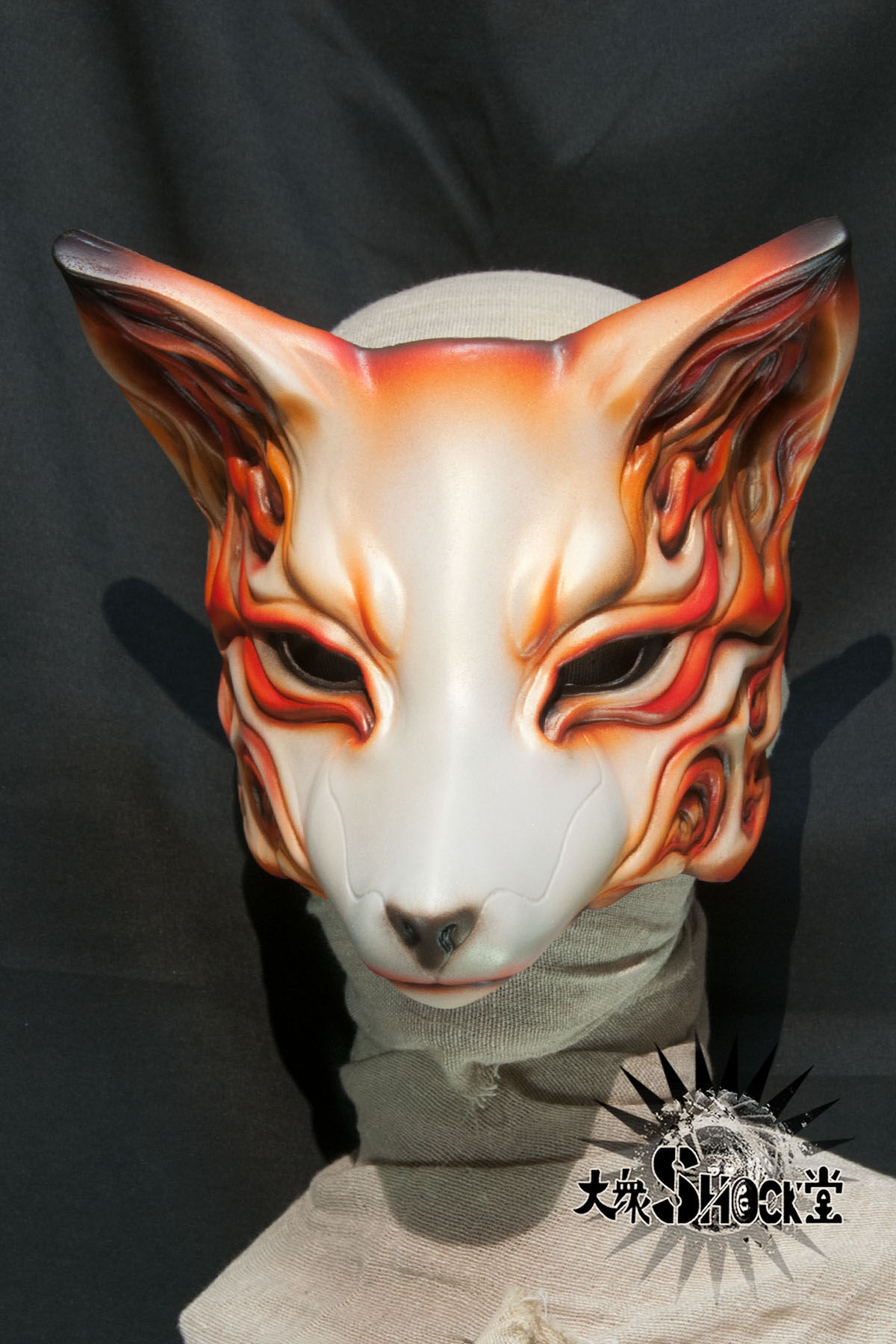 狐面【大衆SHOCK堂】焔狐 :改 顎付き-青 fit=scale-down,w=1200