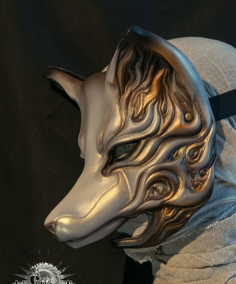 狐面【大衆SHOCK堂】焔狐 :改 顎付き-青 焔狐 :改 顎付きver 【受注製作】 | 大衆SHOCK堂