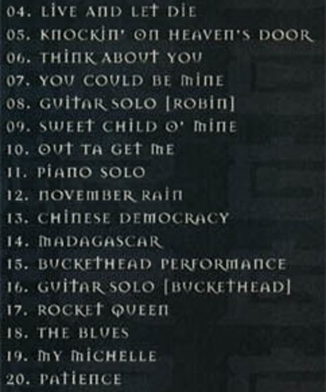 GUNS N' ROSES MADISON SQUARE GARDEN DECEMBER 5TH 2002 DVD