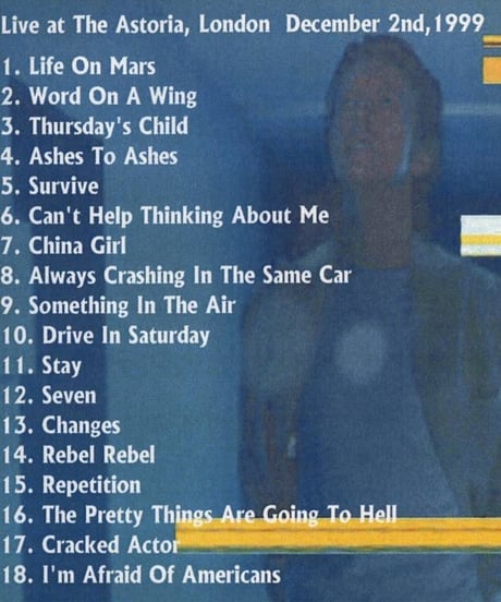 DAVID BOWIE LIVE IN ASTORIA,LONDON DECEMBER 2nd,1999 DVD