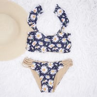 Jointed frill reversible bandeau bikini Cosmos gold