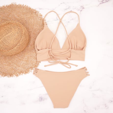 即納 A-string long under solid bikini Beige