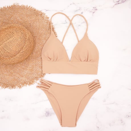 即納 A-string long under solid bikini Beige