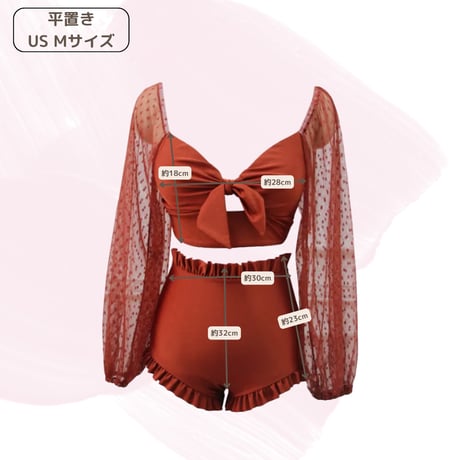 即納 Lace sleeve high-waist bikini Black #S019