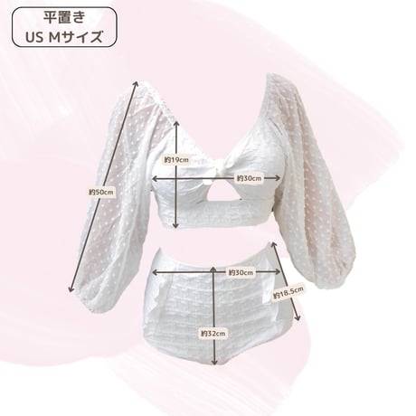 即納 Snow dot long sleeve bikini #S010