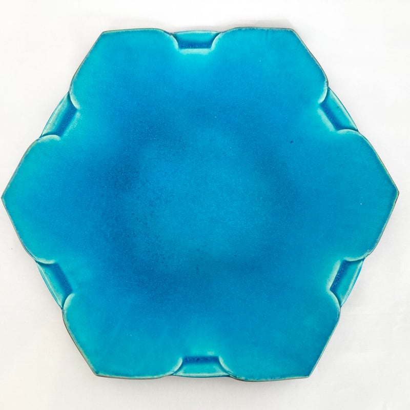 大嶺工房のブルーの輪花皿大2枚セット 約24cm 大嶺工房