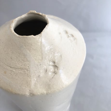 【大嶺實清】白釉扁壺