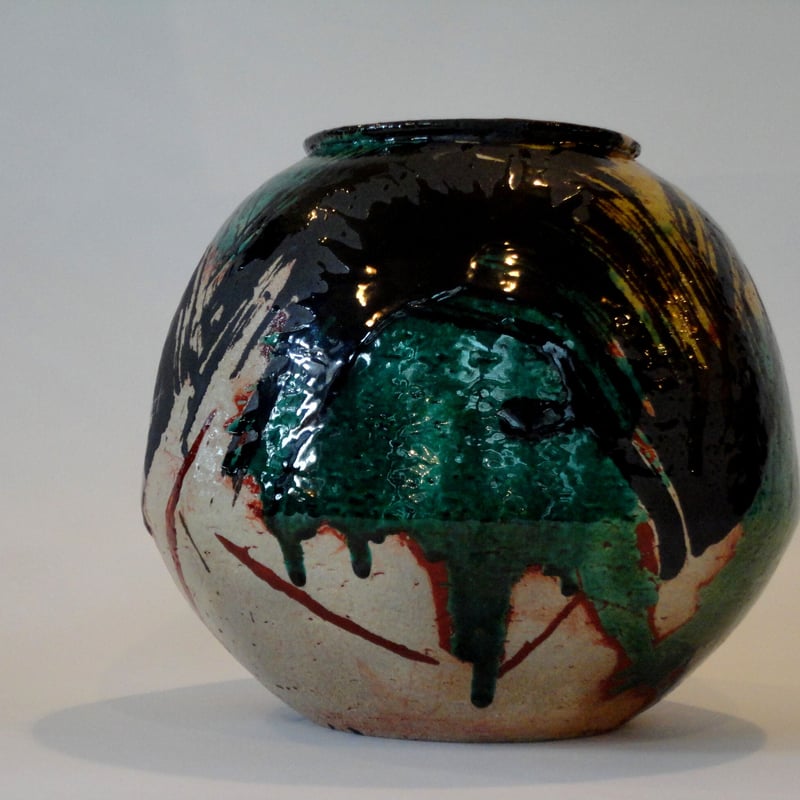 山田真萬　やちむん　壺 山田真萬】 赤絵壺 | 琉球COLLECTION 叶