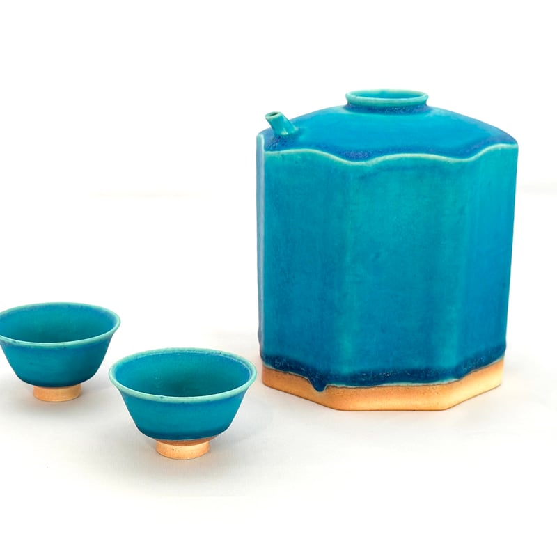 大嶺工房　酒器一式 ✳️【巨匠】新品大嶺工房やちむん一点ものペルシャブルー 酒器