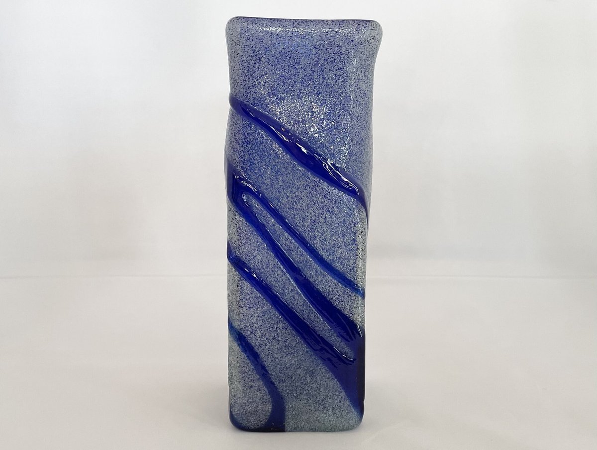 稲嶺盛吉 土紋 花器 紺緑 【稲嶺盛吉】泡波巻角花器（