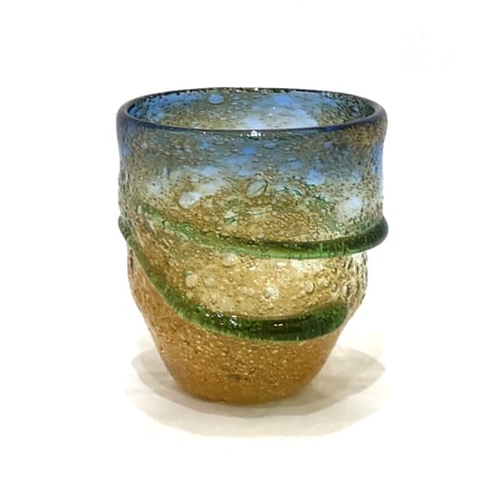【稲嶺盛一郎】茶泡波巻宙吹グラス
