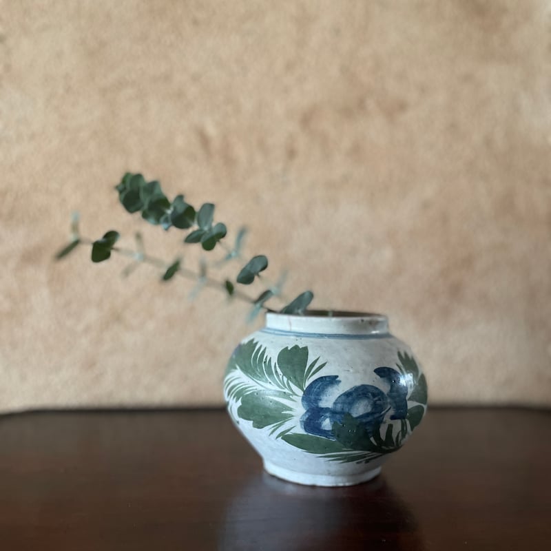 韓国の古い花壺 花蟹模様 青蟹 | hapun