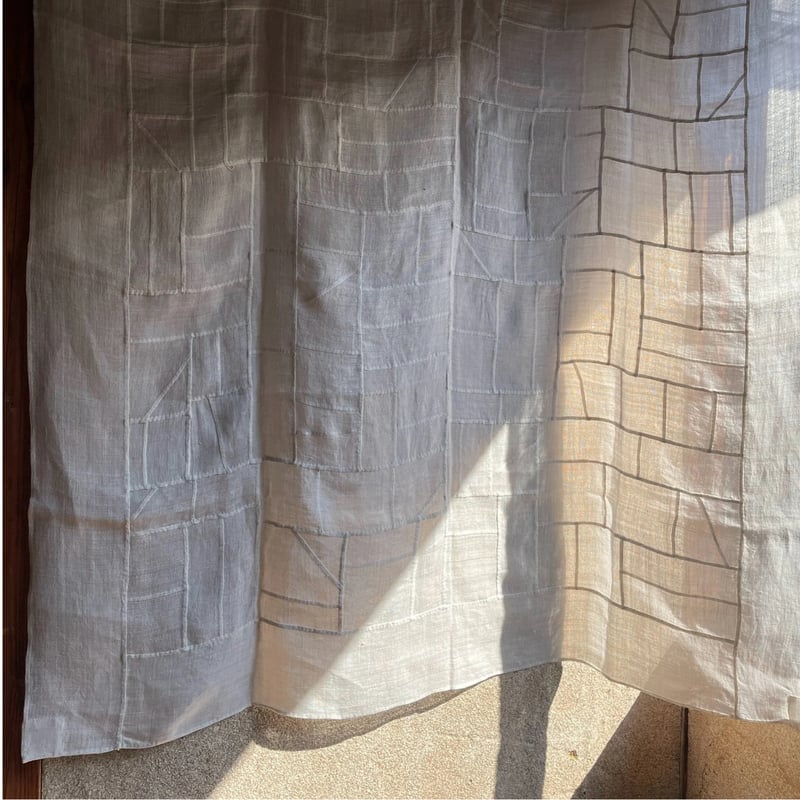 【新品】韓国　手縫い　ポジャギ　麻(モシ) ポジャギ（韓国モシ×古更紗×古麻）／umeki pojagi | somushi webshop