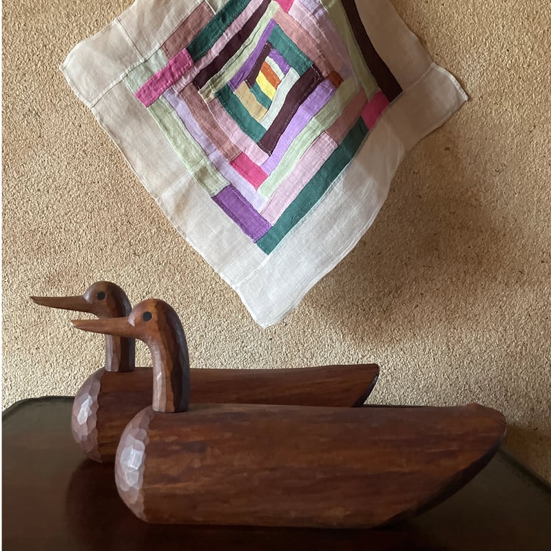 韓国の木彫りの鳥ペア/ナチュラル/大/ヴィンテージ | hapun