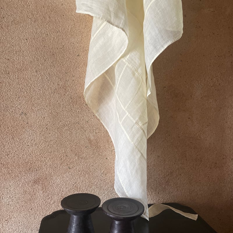 モシ麻アンティーク生地のポジャギ クリームイエロー | hapun