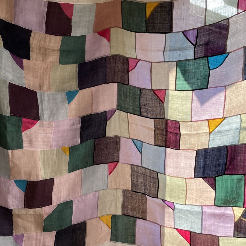 「れもん色とカーキモカ色」麻ポジャギ　　2枚組 れもん色とカーキモカ色」麻ポジャギ 2枚組 ポジャギ 苧麻 モシ