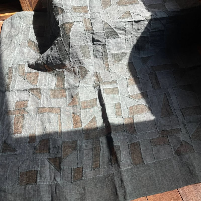 ダークグレーのツートーンのポジャギ アンティーク | hapun