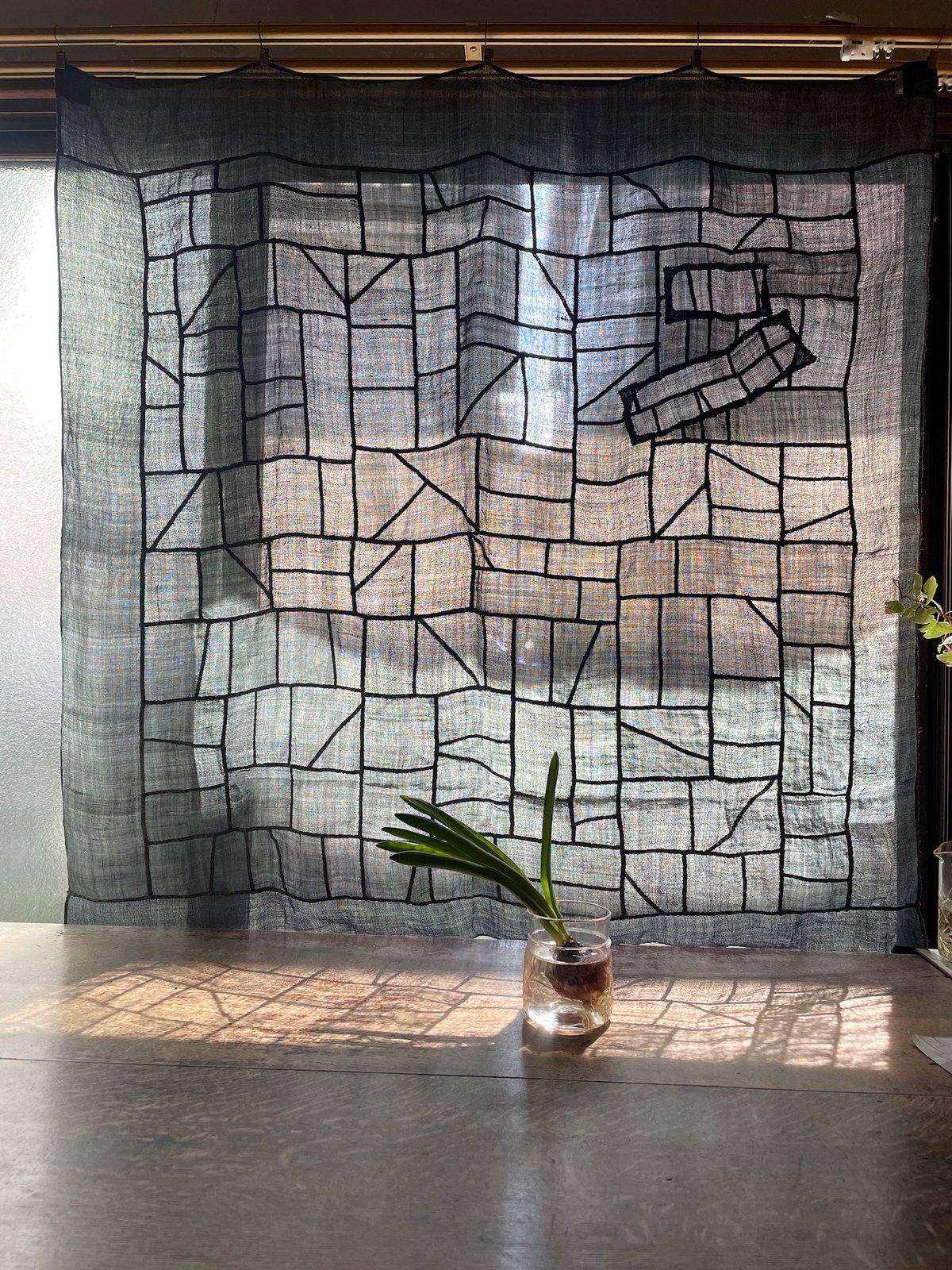 ダークグレーのポジャギ アンティーク生地 | hapun