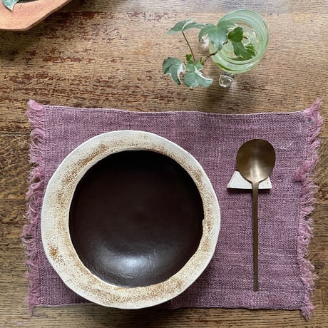 hapun pottery/パスタ・カレー皿  黒とオフホワイト変形シリーズ