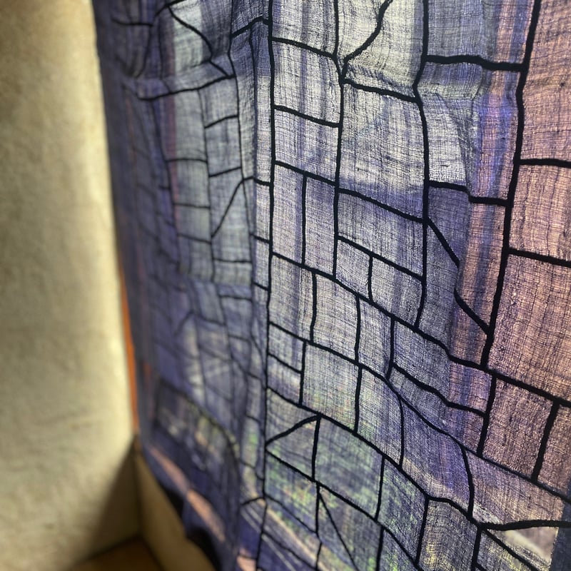 「青とチェック」麻ポジャギ ポジャギ制作日記】藍色系モシ、結構良い感じに出来た！｜pojagi