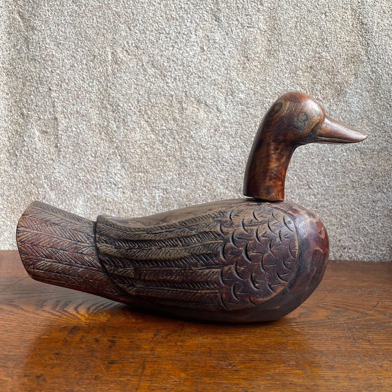 313　李朝工芸　木彫彩色鴨　木雁　デコイ　骨董　アンティーク 313 李朝工芸 木彫彩色鴨 木雁 デコイ 骨董 アンティーク