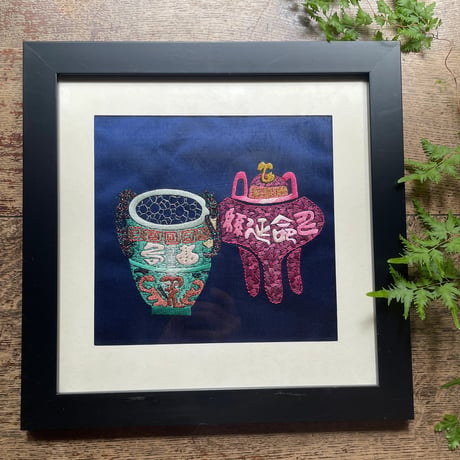 韓国の刺繍民画/香炉/ヴィンテージ