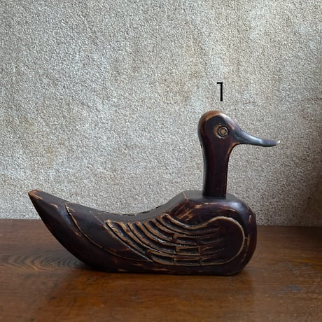 韓国の木彫りの鳥ペア ヴィンテージ 羽