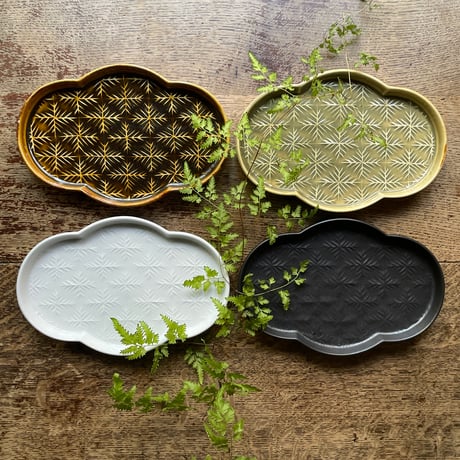 張勲成工房/雪花new雲型皿 飴釉