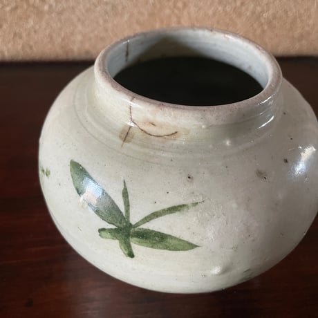 韓国の古い花壺 花蟹模様 茶蟹