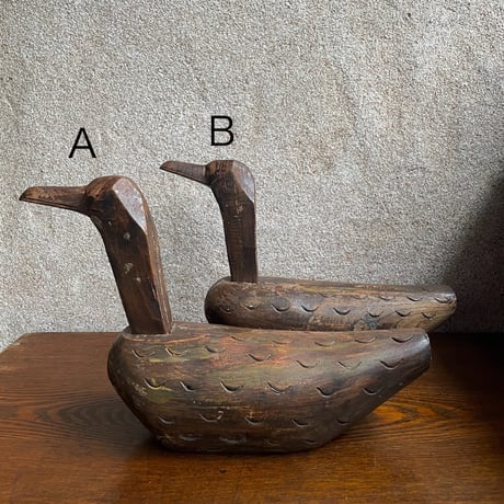 韓国の木彫りの鳥ペア アンティーク